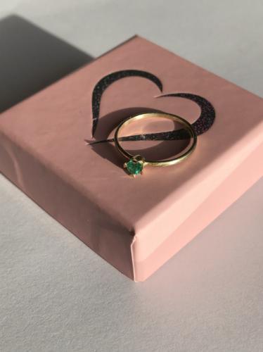 Zlat dmsk prsten Smaragd Gold Emerald Ring - BS Design
