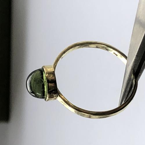 Zlat prsten s vltavnem, Vltavn Moldavite Bullet Ring, BS Design Jewelry